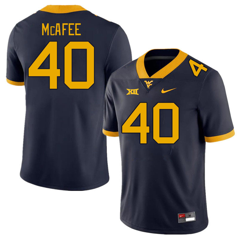 West Virginia Mountaineers #40 Pat McAfee College Football Jerseys Stitched Sale-Navy